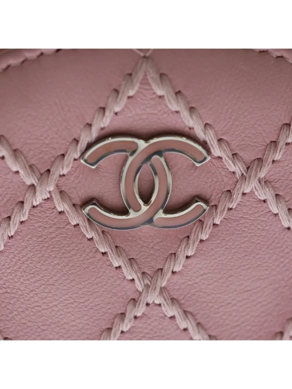 Chanel Quilted Mini Round Chain Shoulder Ultra Stitch Silver Lambskin Pink
